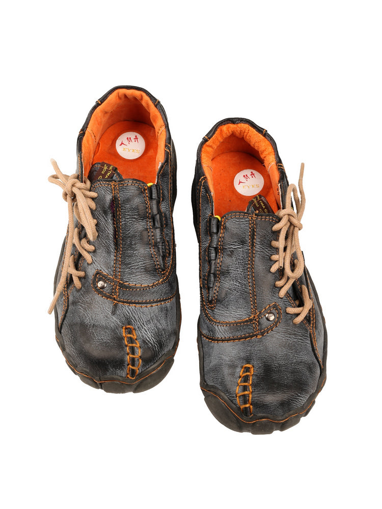 TMA EYES Five Finger Sole Leather Casual Shoes Women's Side Lace-Up