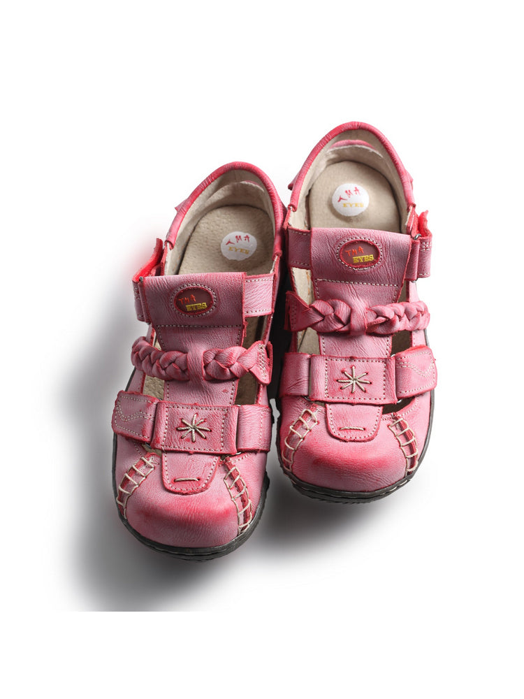 TMA EYES Women's Leather Sandals | Braided Closed-Toe Summer Comfort Shoe