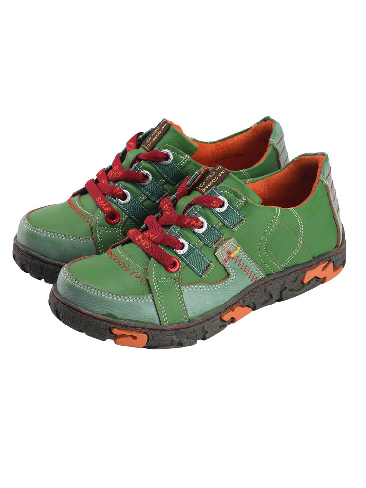 TMA EYES Genuine Leather Sneakers for Women  Flat Fashion Outdoor Shoes