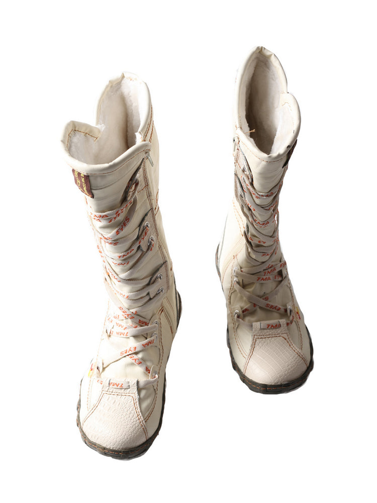 TMA EYES Snake-Embossed Tall Boots  Leather & PU Upper Women's Fashion Boot