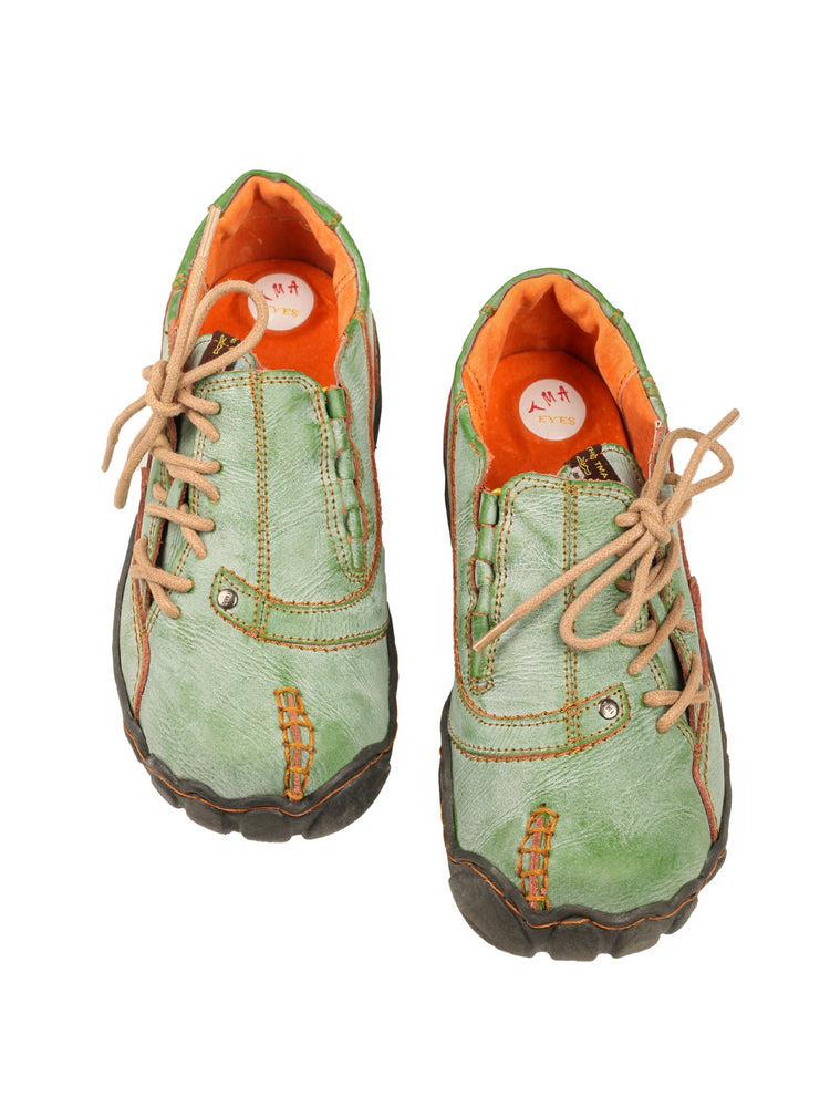 TMA EYES Five Finger Sole Leather Casual Shoes Women's Side Lace-Up