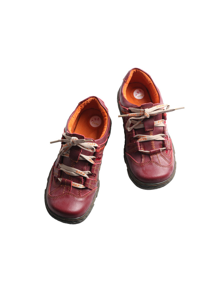 TMA EYES Women's Breathable Mesh Sneakers  Leather Lace-up Casual Shoes