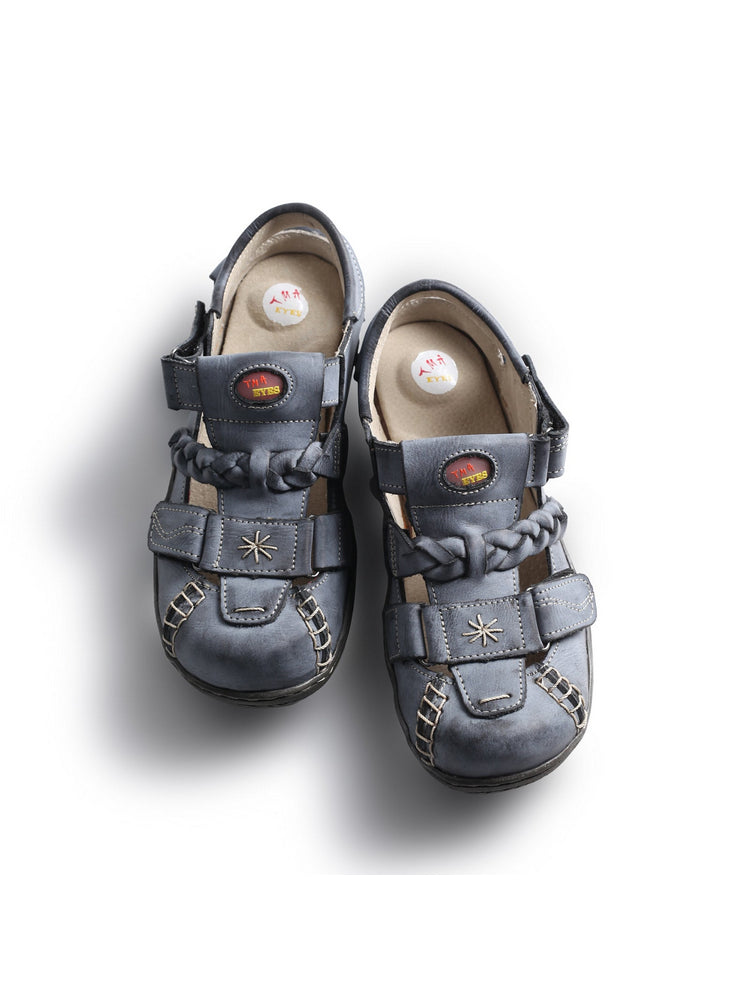 TMA EYES Women's Leather Sandals | Braided Closed-Toe Summer Comfort Shoe