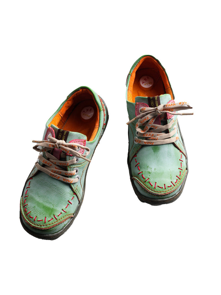 TMA EYES Women's Leather Sneakers Hand Stitched Comfort Casual Footwear