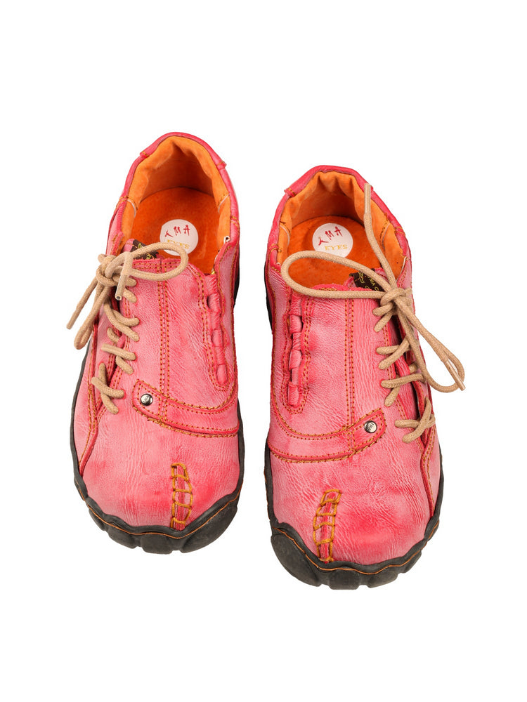 TMA EYES Five Finger Sole Leather Casual Shoes Women's Side Lace-Up