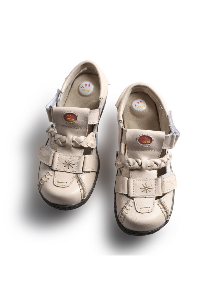 TMA EYES Women's Leather Sandals | Braided Closed-Toe Summer Comfort Shoe