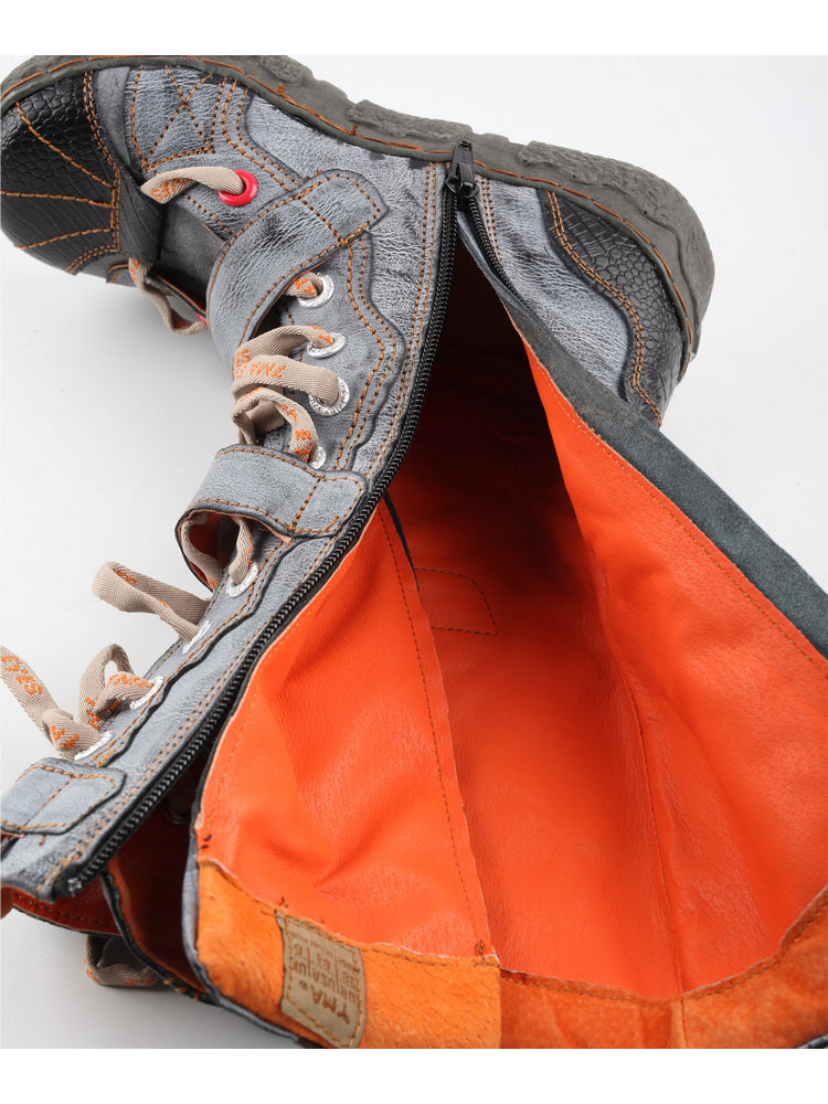 TMA EYES Hand-Sewn Flat Calf Boots PU Lined City Travel Women's Shoe