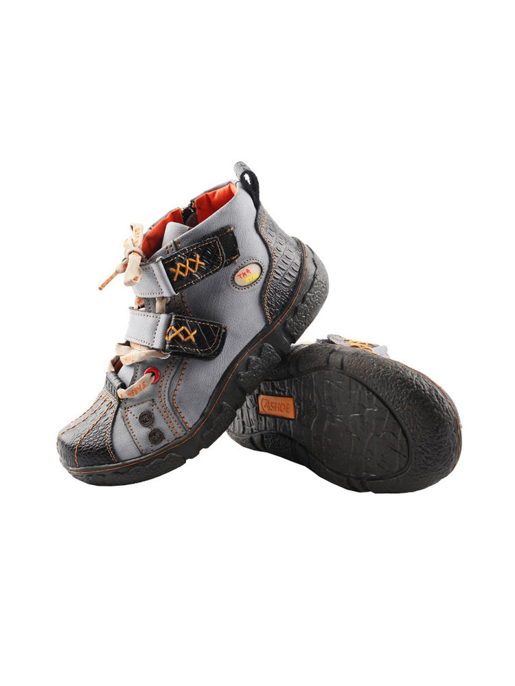 TMA EYES Two-Tone Ankle Boots for Women   Colorblock PU Leather Fashion