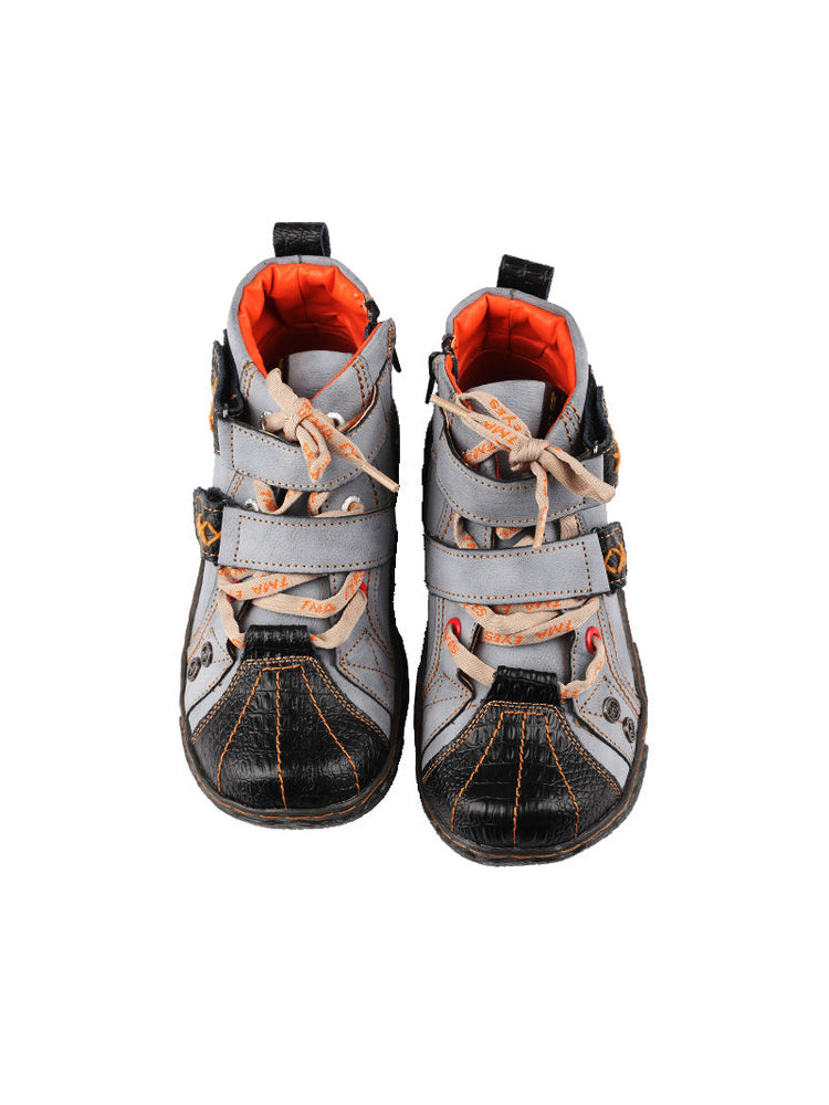 TMA EYES Two-Tone Ankle Boots for Women   Colorblock PU Leather Fashion