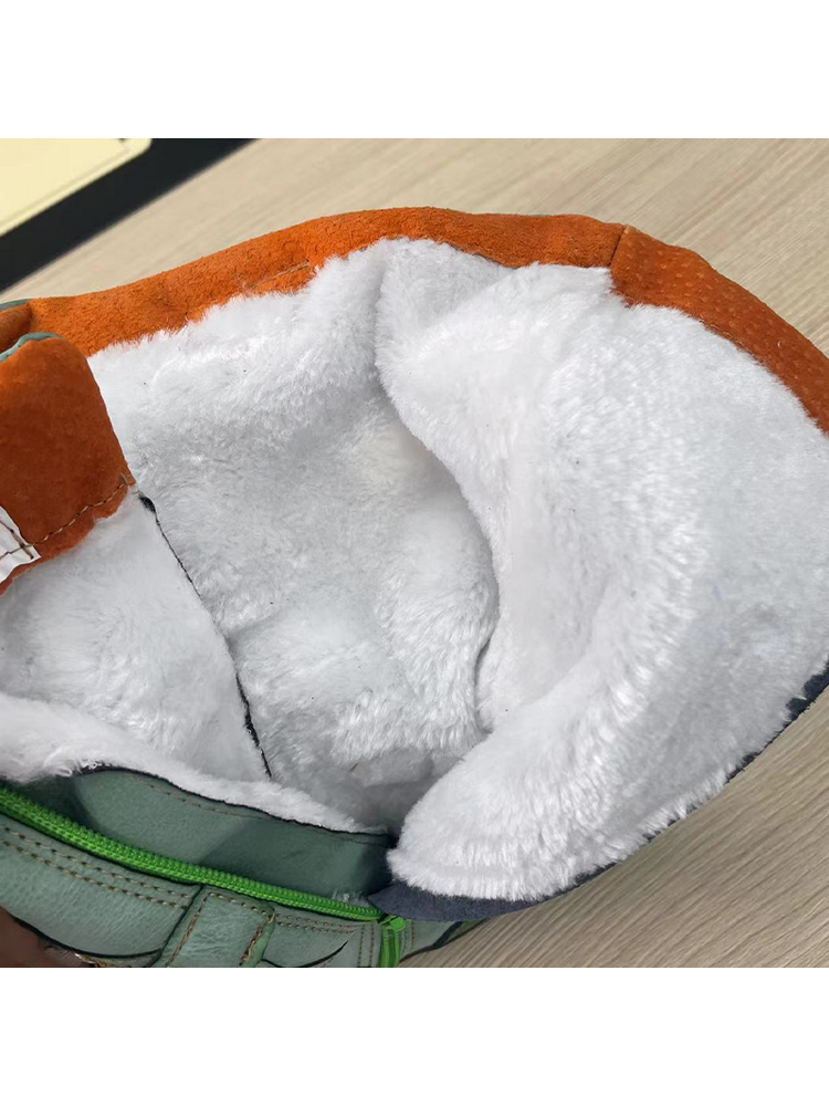 TMA EYES Faux Fur Mid-Calf Boots  Patchwork Leather/PU Hand Stitched Lace-Up