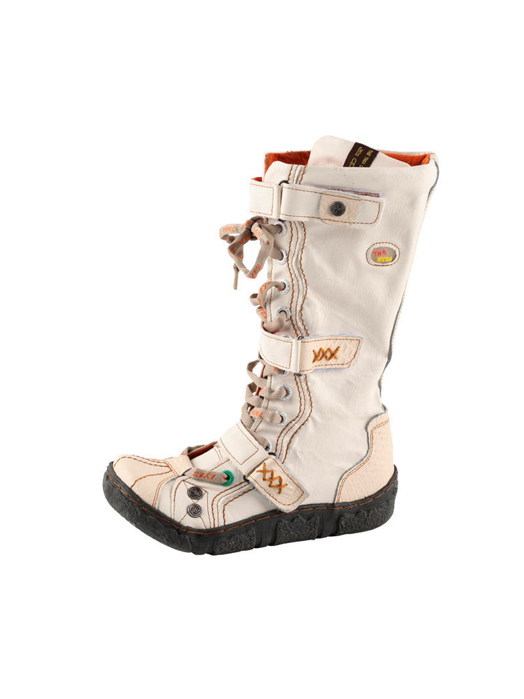 TMA EYES Hand-Sewn Flat Calf Boots PU Lined City Travel Women's Shoe