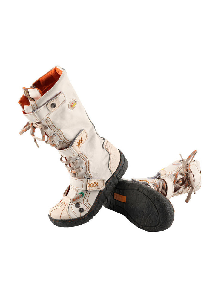 TMA EYES Hand-Sewn Flat Calf Boots PU Lined City Travel Women's Shoe