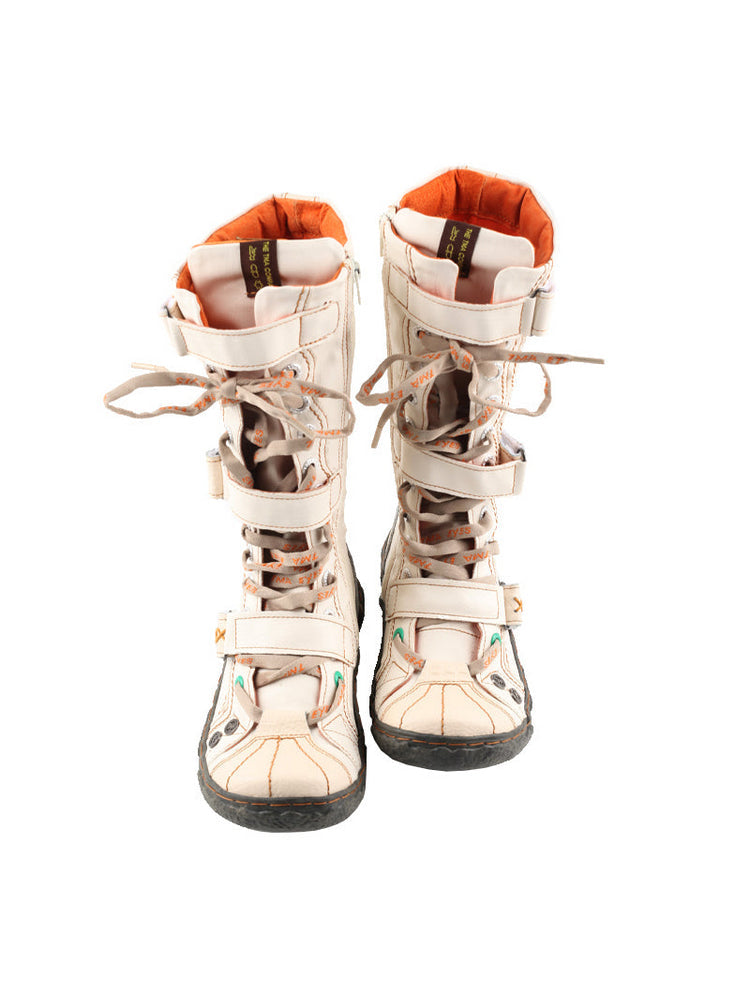 TMA EYES Hand-Sewn Flat Calf Boots PU Lined City Travel Women's Shoe