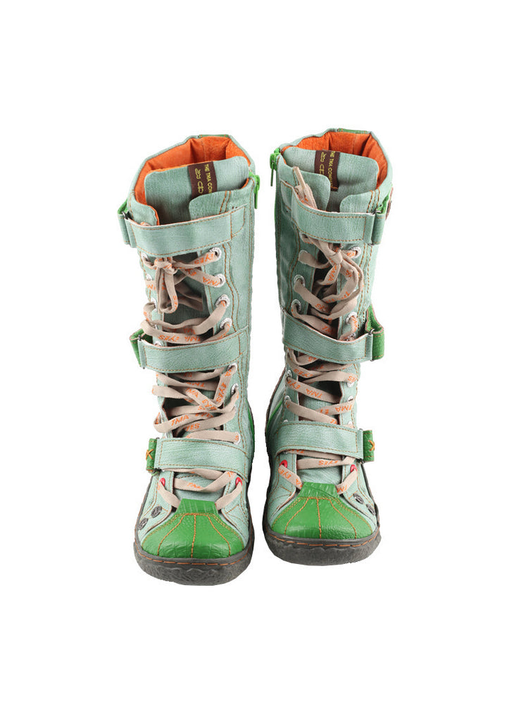 TMA EYES Hand-Sewn Flat Calf Boots PU Lined City Travel Women's Shoe