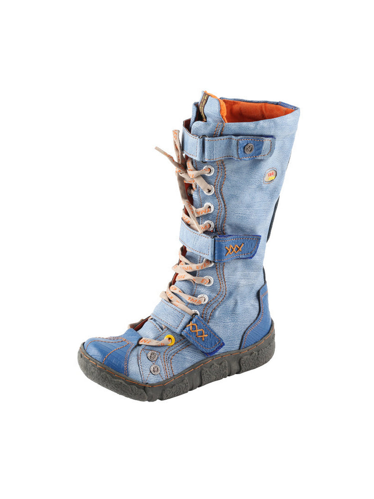 TMA EYES Hand-Sewn Flat Calf Boots PU Lined City Travel Women's Shoe