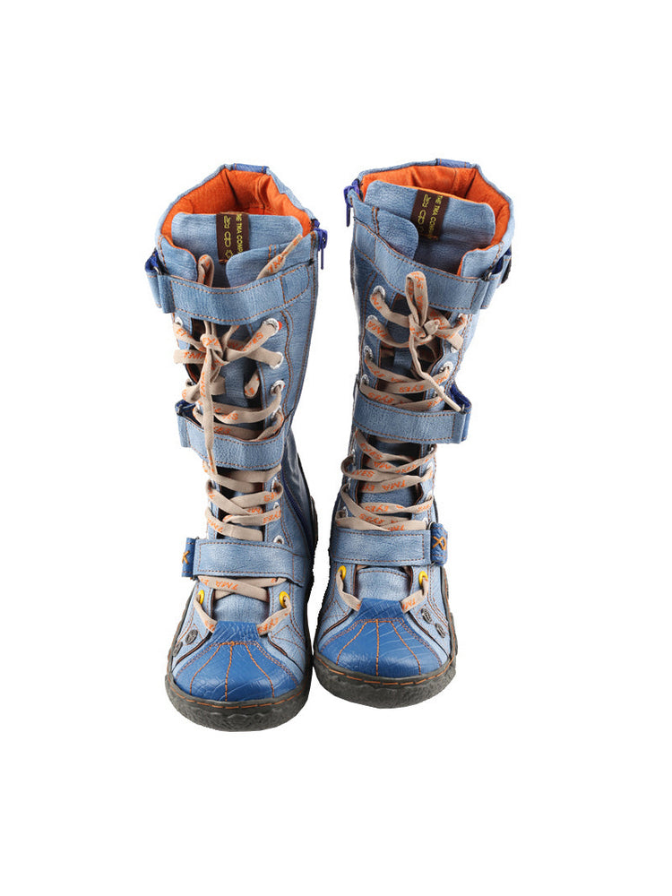 TMA EYES Hand-Sewn Flat Calf Boots PU Lined City Travel Women's Shoe