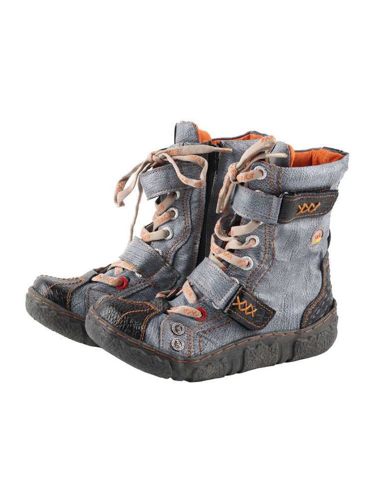 TMA EYES Washed Leather Ankle Boots | Double Strap PU Lined Women's Shoe