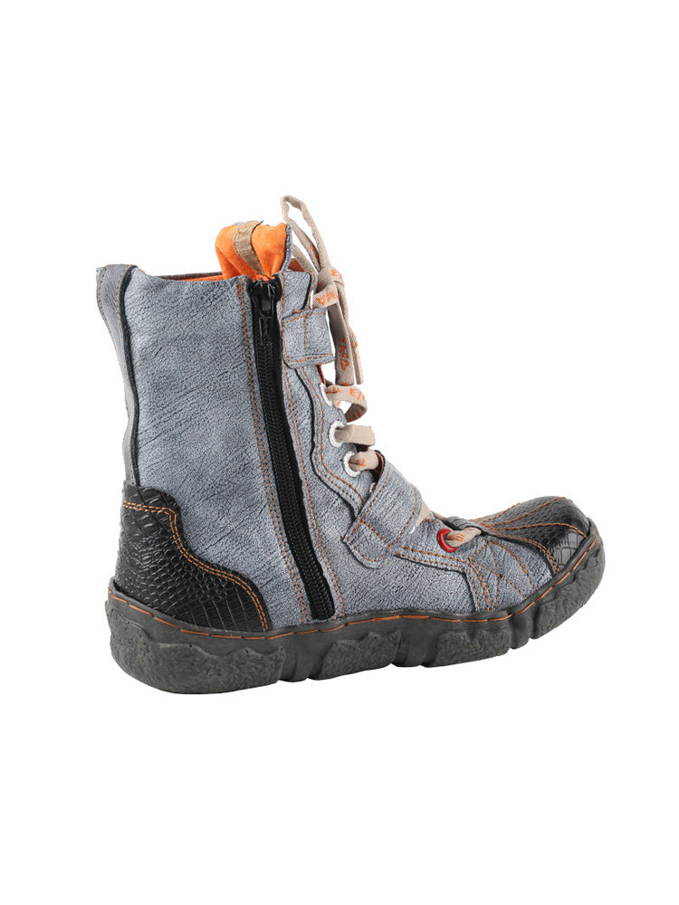 TMA EYES Washed Leather Ankle Boots | Double Strap PU Lined Women's Shoe