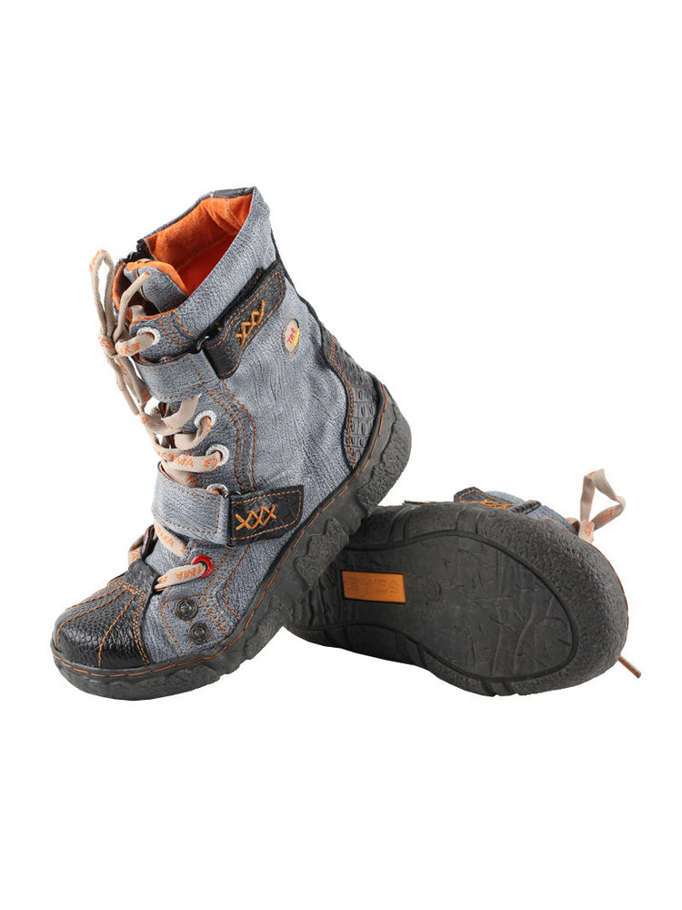 TMA EYES Washed Leather Ankle Boots | Double Strap PU Lined Women's Shoe