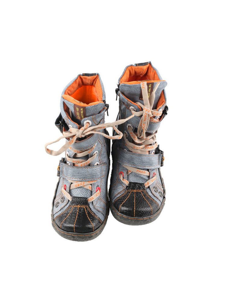 TMA EYES Washed Leather Ankle Boots | Double Strap PU Lined Women's Shoe