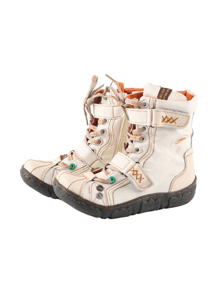 TMA EYES Washed Leather Ankle Boots | Double Strap PU Lined Women's Shoe