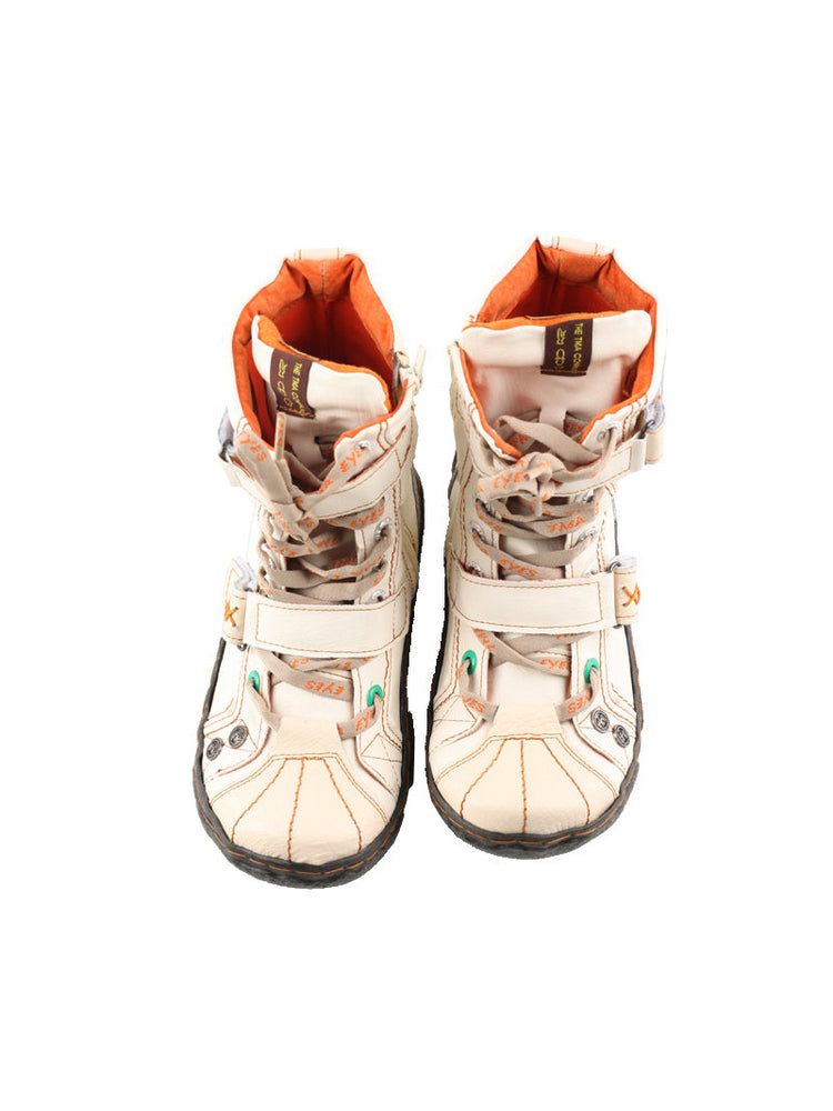 TMA EYES Washed Leather Ankle Boots | Double Strap PU Lined Women's Shoe