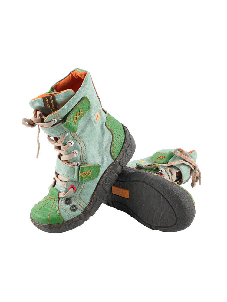 TMA EYES Washed Leather Ankle Boots | Double Strap PU Lined Women's Shoe