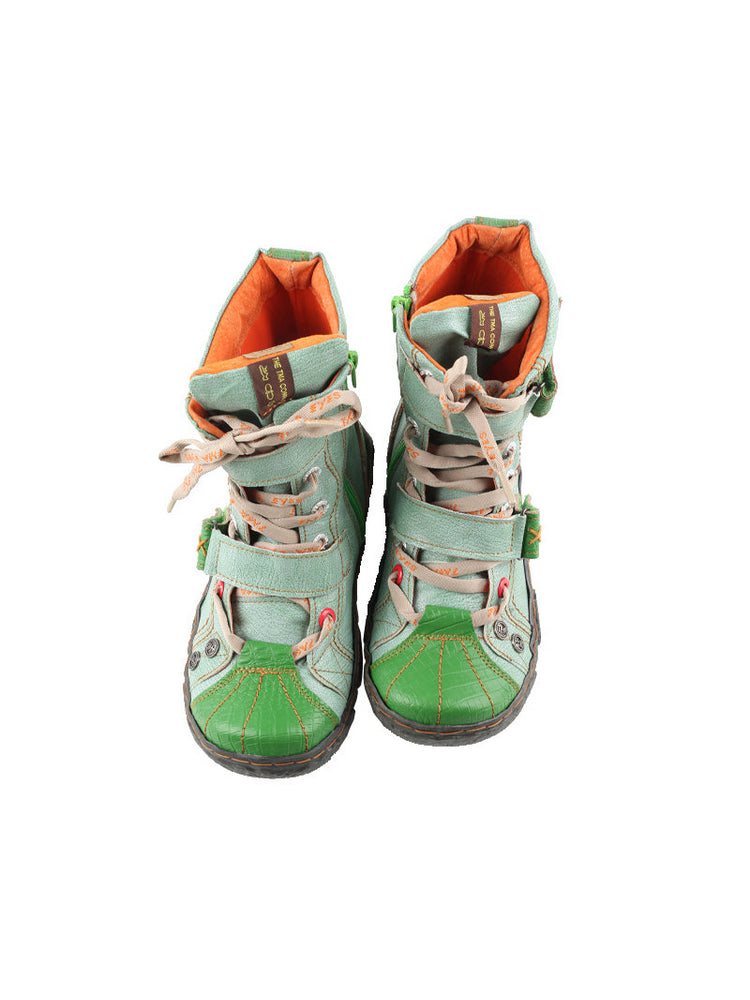 TMA EYES Washed Leather Ankle Boots | Double Strap PU Lined Women's Shoe