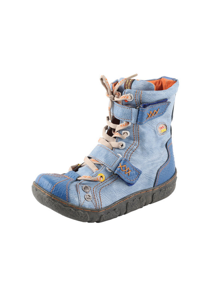 TMA EYES Washed Leather Ankle Boots | Double Strap PU Lined Women's Shoe