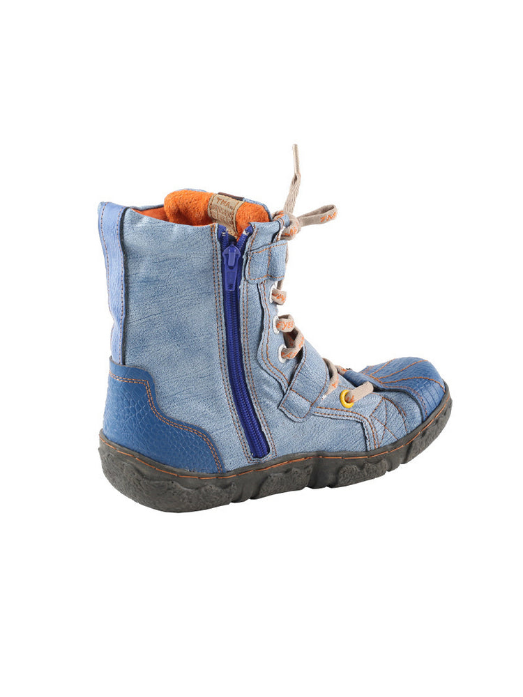 TMA EYES Washed Leather Ankle Boots | Double Strap PU Lined Women's Shoe