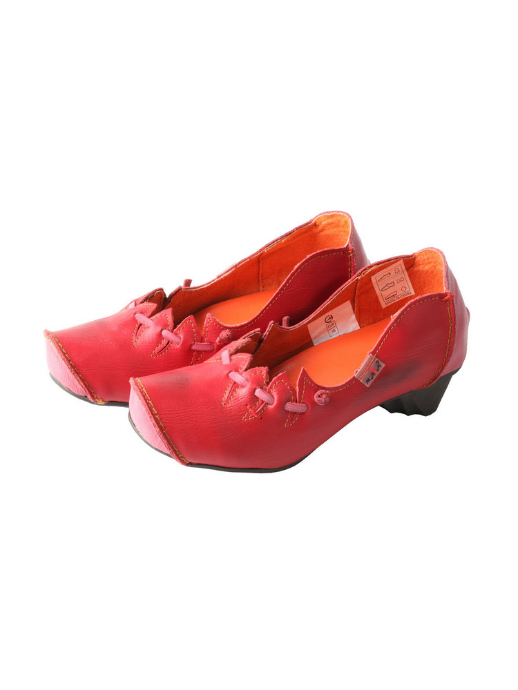 TMA EYES MAiA Witch Style Leather Shoes  Hollow Toe Low Thick Heel Comfort