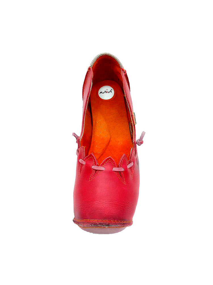 TMA EYES MAiA Witch Style Leather Shoes  Hollow Toe Low Thick Heel Comfort