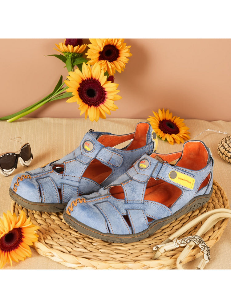 TMA EYES Hand Stitched Leather Sandals | Cross Strap Casual Outdoor Women's