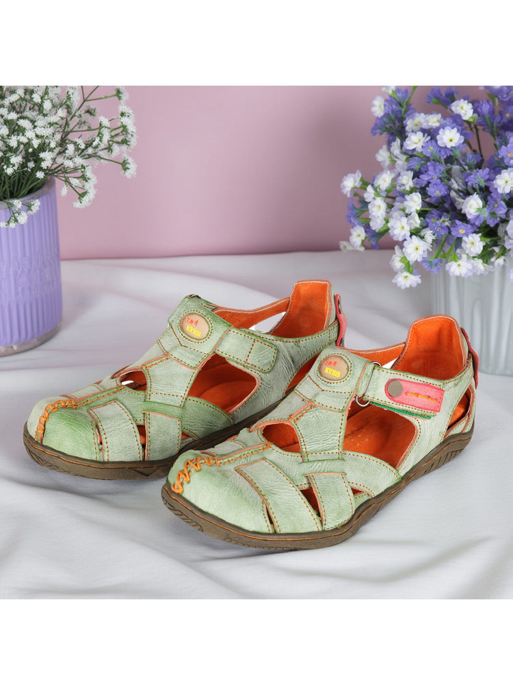 TMA EYES Hand Stitched Leather Sandals | Cross Strap Casual Outdoor Women's