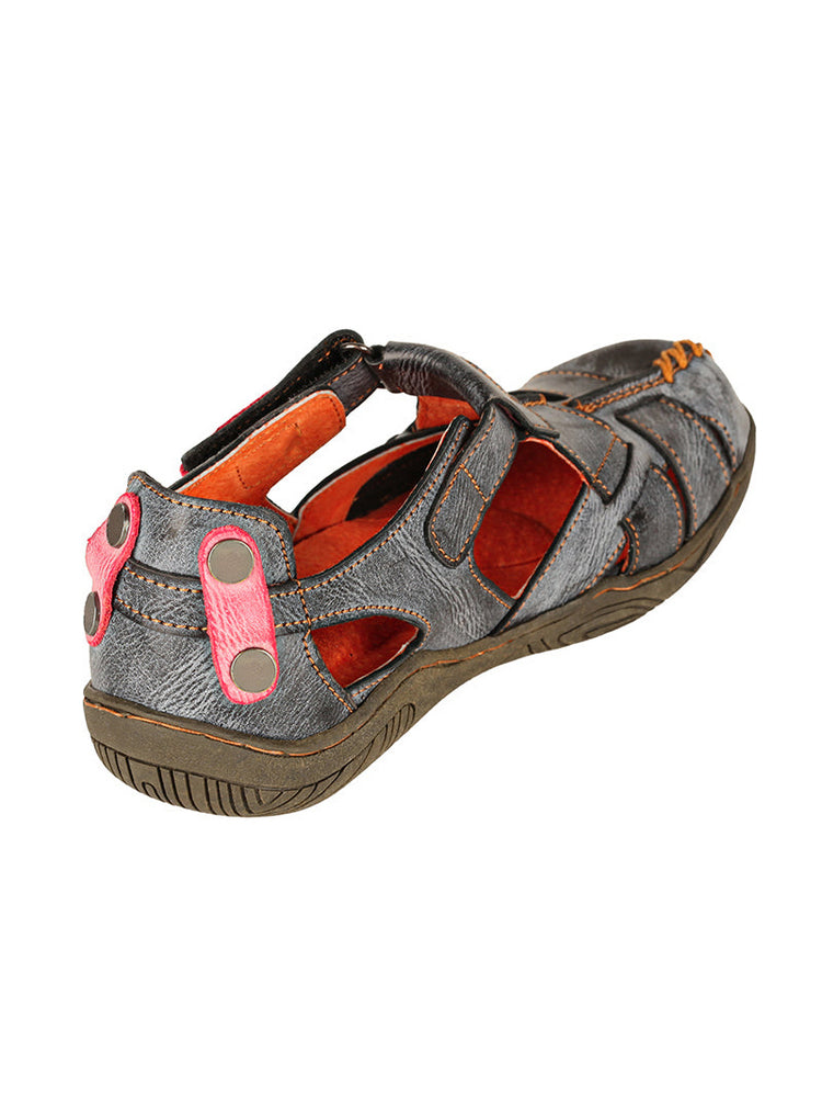 TMA EYES Hand Stitched Leather Sandals | Cross Strap Casual Outdoor Women's