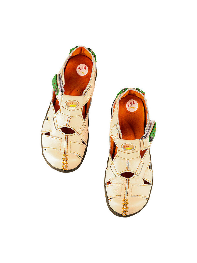 TMA EYES Hand Stitched Leather Sandals | Cross Strap Casual Outdoor Women's
