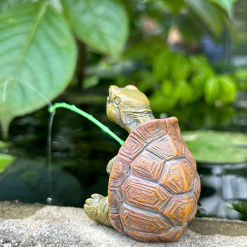 Resin Fishing Turtle Statue Garden Figurine Outdoor Animal Sculpture Ornament