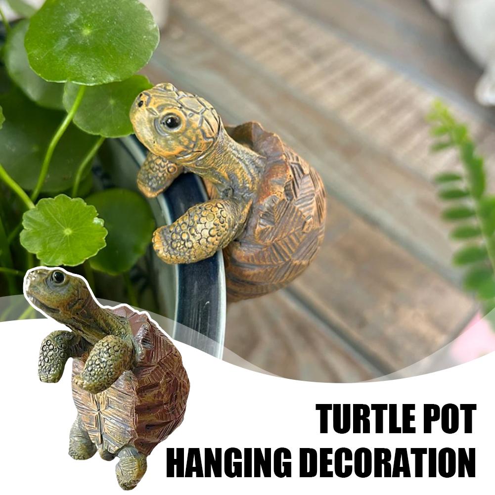 Resin Turtle Pot Hanger Figurine Tortoise Statue Planter Hanging Garden Decor
