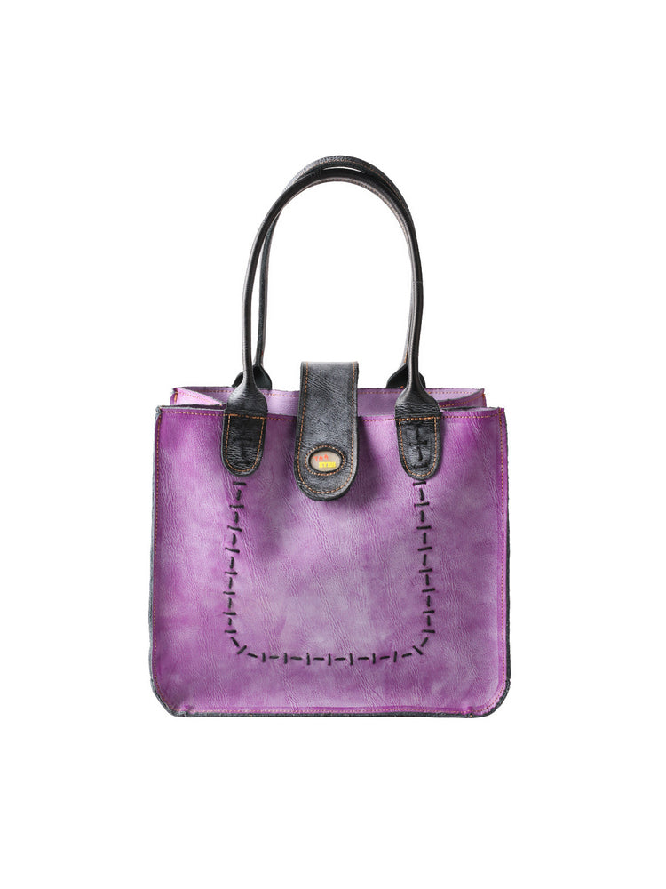 TMA EYES New Handcrafted Color-Blocked Genuine Leather Tote Bag: Perfect for School, Work, and Commuting