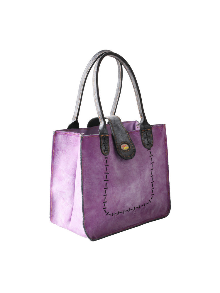 TMA EYES New Handcrafted Color-Blocked Genuine Leather Tote Bag: Perfect for School, Work, and Commuting