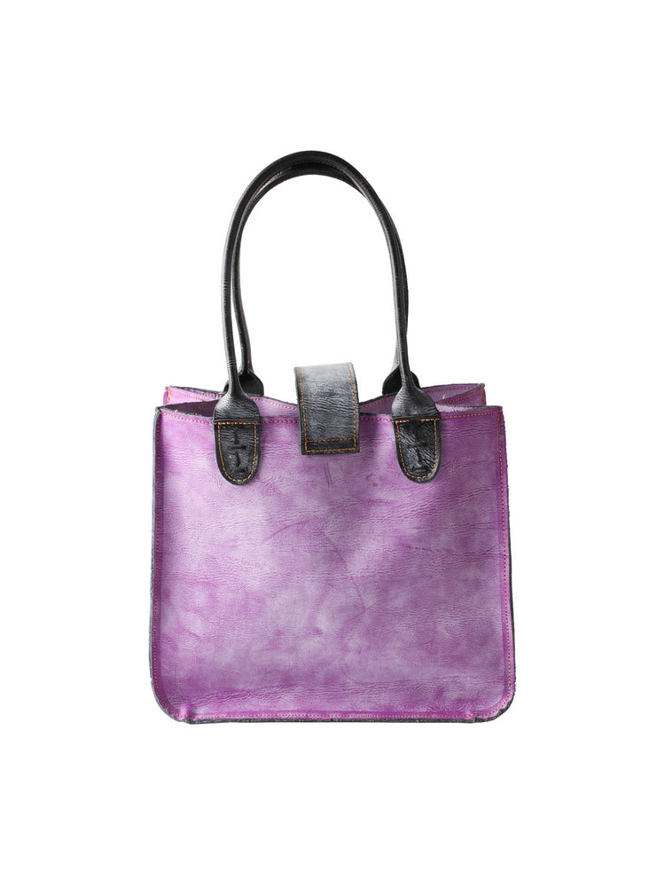 TMA EYES New Handcrafted Color-Blocked Genuine Leather Tote Bag: Perfect for School, Work, and Commuting