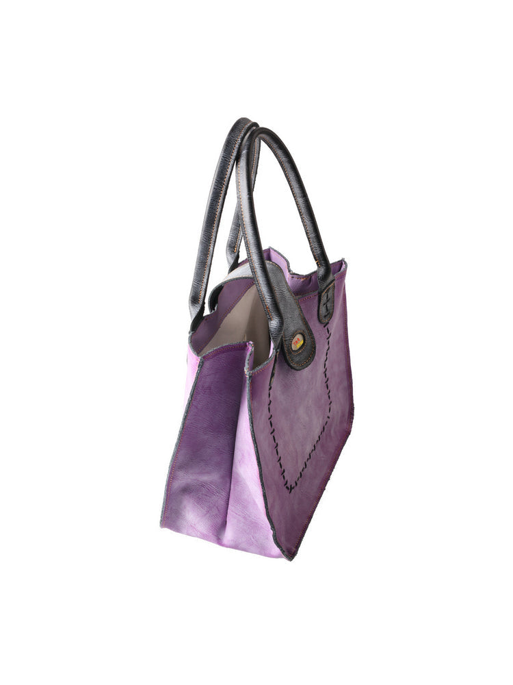 TMA EYES New Handcrafted Color-Blocked Genuine Leather Tote Bag: Perfect for School, Work, and Commuting