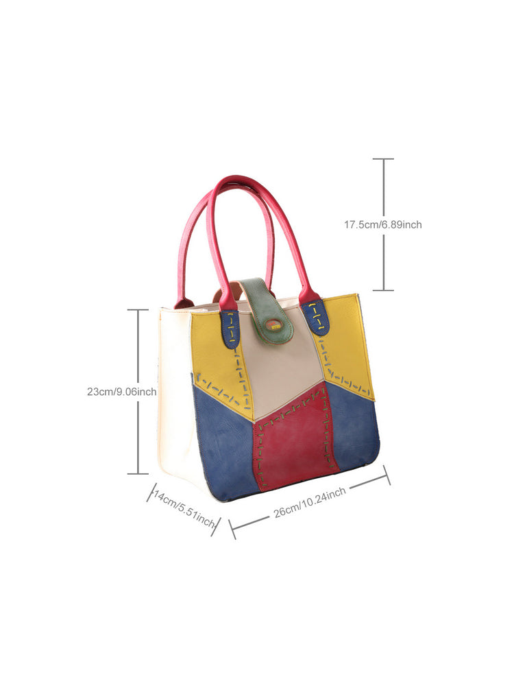 TMA EYES Multi-color Patchwork Handbag: Women's Contrasting New Tote Bag, Lightweight Commute, Fashionable High-End Ladies Bag