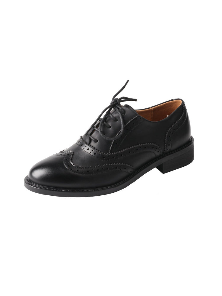 TMA EYES Baroque Oxford Shoes  Retro Carved Leather Lace-Up British Style