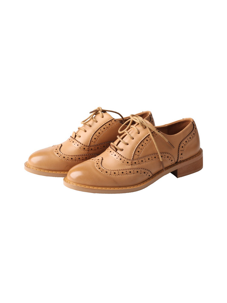 TMA EYES Baroque Oxford Shoes  Retro Carved Leather Lace-Up British Style