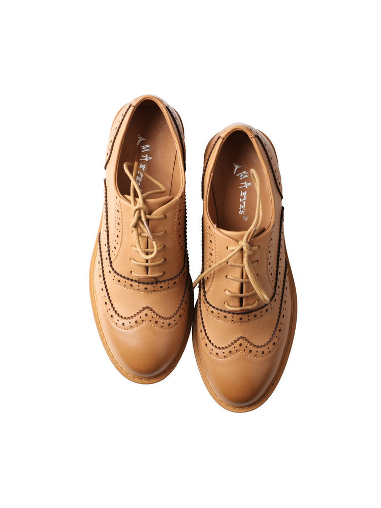 TMA EYES Baroque Oxford Shoes  Retro Carved Leather Lace-Up British Style