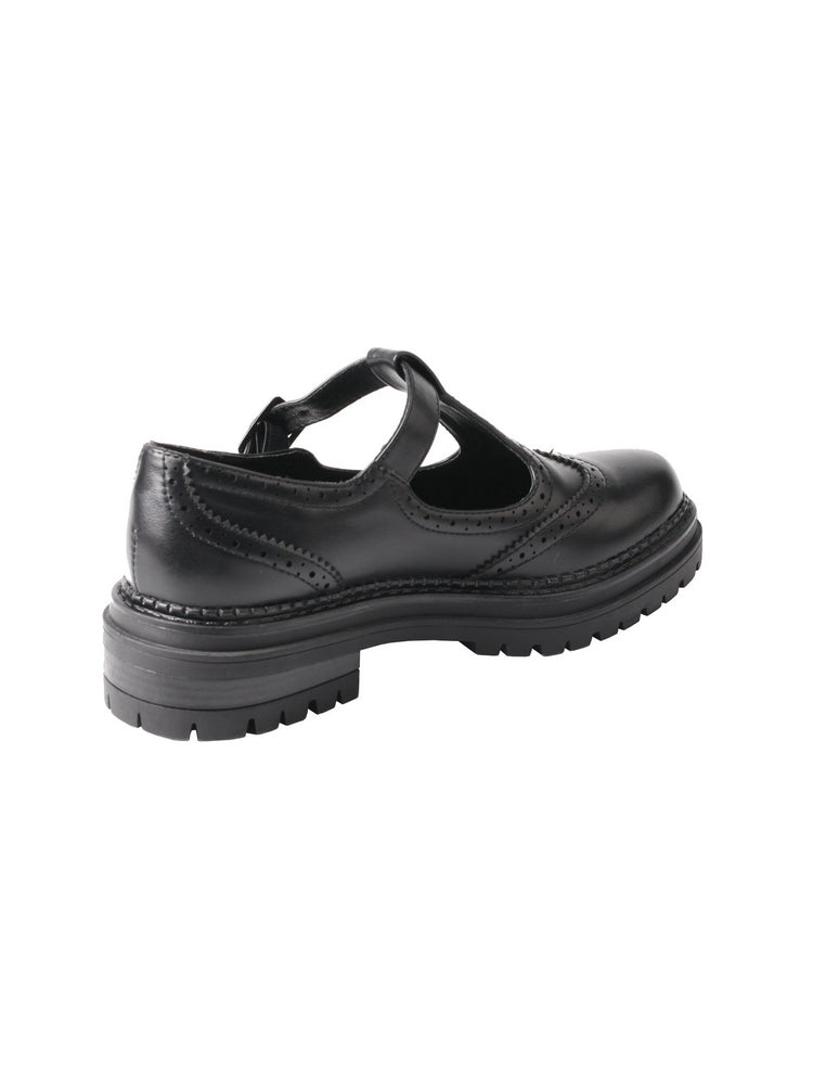 TMA EYES Platform Loafers Chunky T-Strap Hollow Round Toe Vintage Shoe