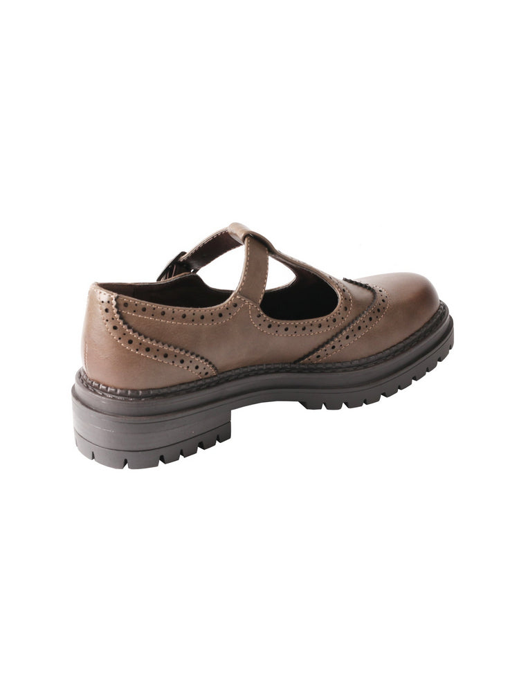 TMA EYES Platform Loafers Chunky T-Strap Hollow Round Toe Vintage Shoe