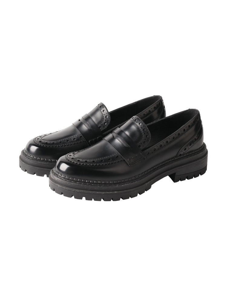 TMA EYES Leather Platform Loafers | Chunky Round Toe Slip-On British Style