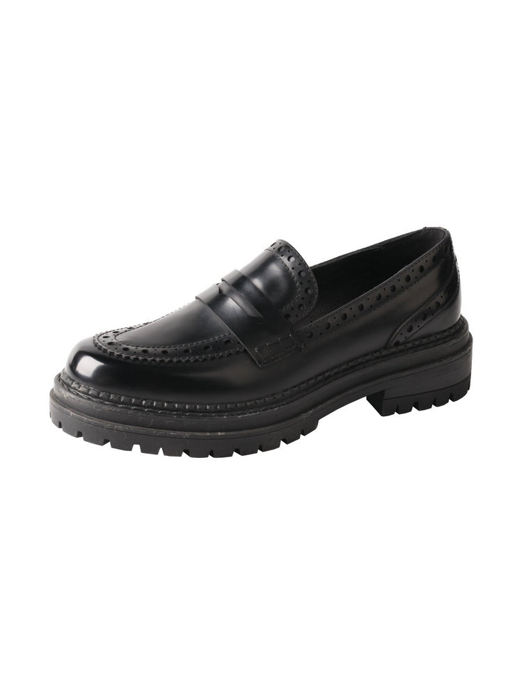 TMA EYES Leather Platform Loafers | Chunky Round Toe Slip-On British Style